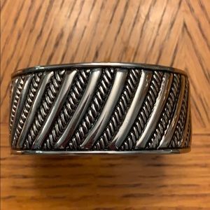 Large Clip on Sterling Silver Bangle Bracelet